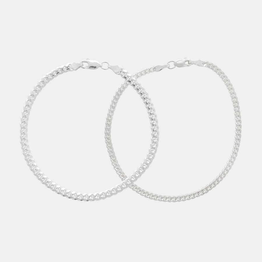 Stack Cuban Link 3mm and 4mm (Silver) Bracelets