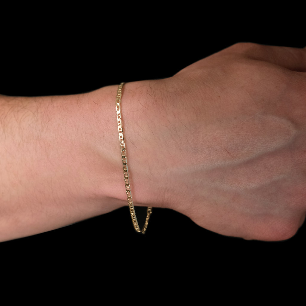 Hammered Anchor 3mm (Solid Gold) Bracelet