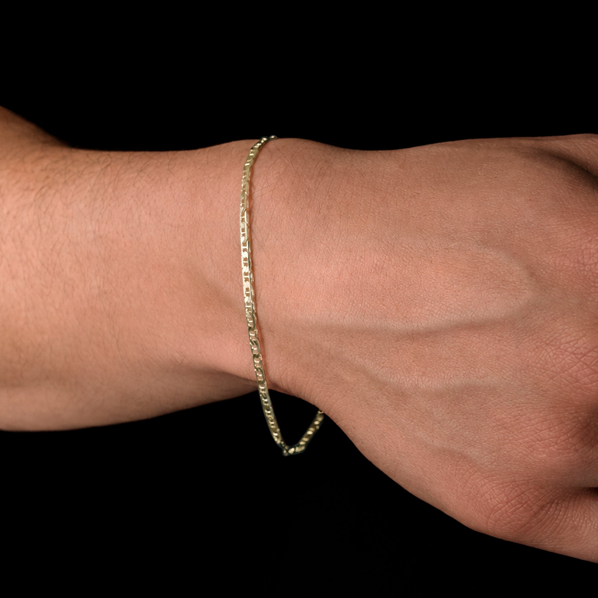 Hammered Anchor 3mm (Solid Gold) Bracelet