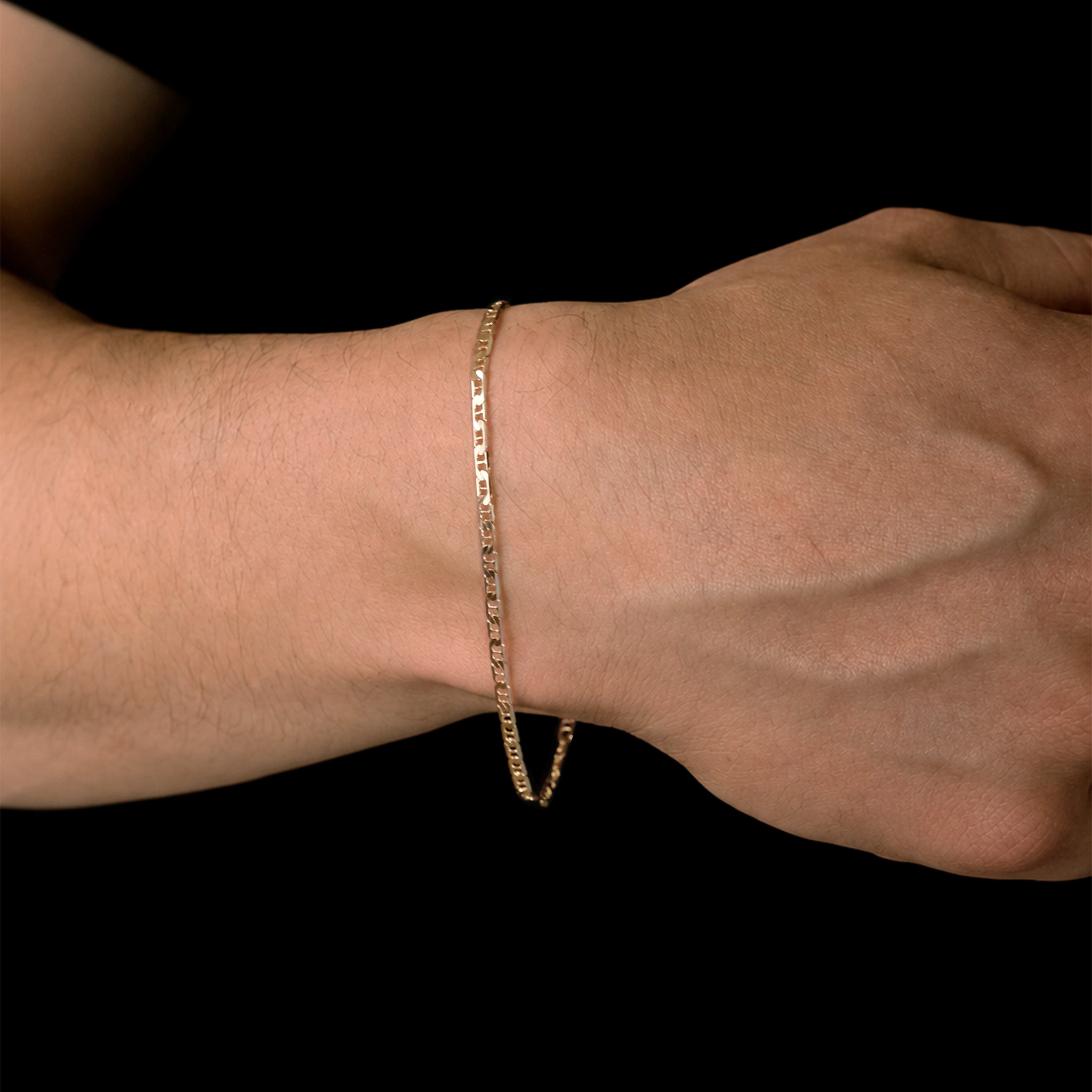 Hammered Anchor 3mm (Solid Gold) Bracelet