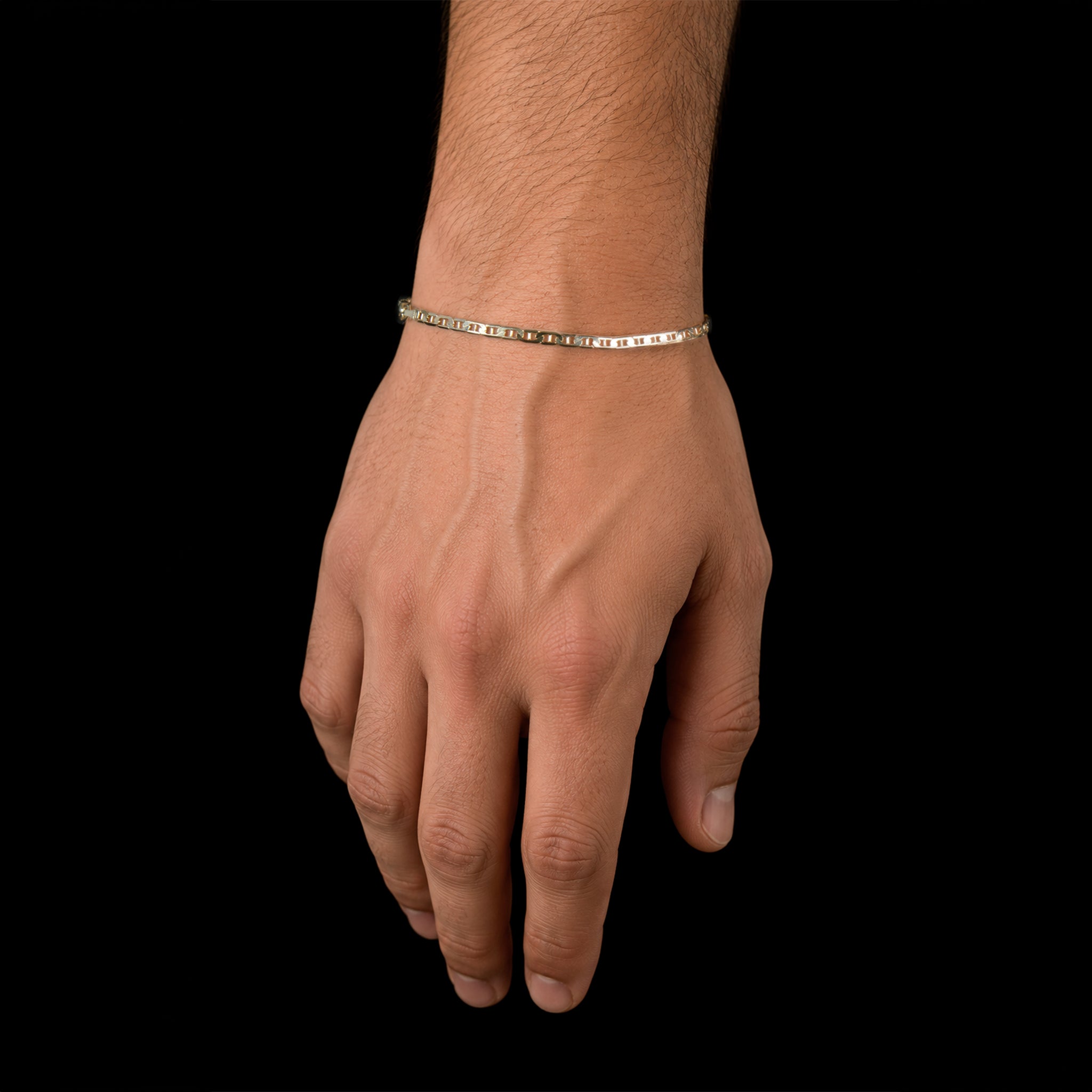 Hammered Anchor 4mm (Solid Gold) Bracelet