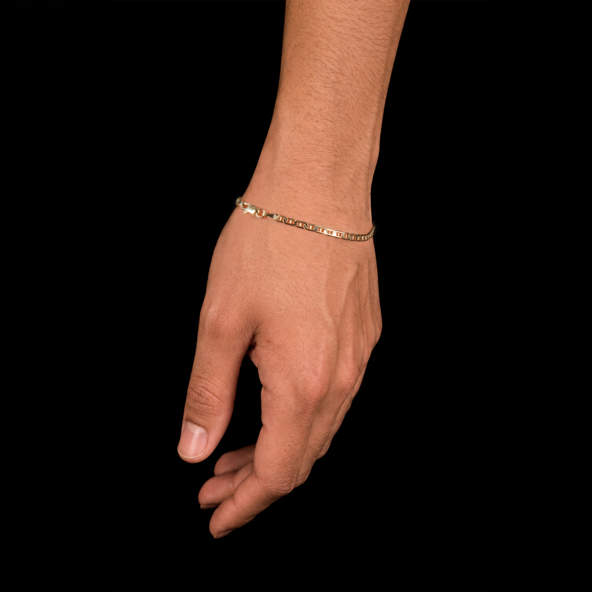 Hammered Anchor 4mm (Solid Gold) Bracelet