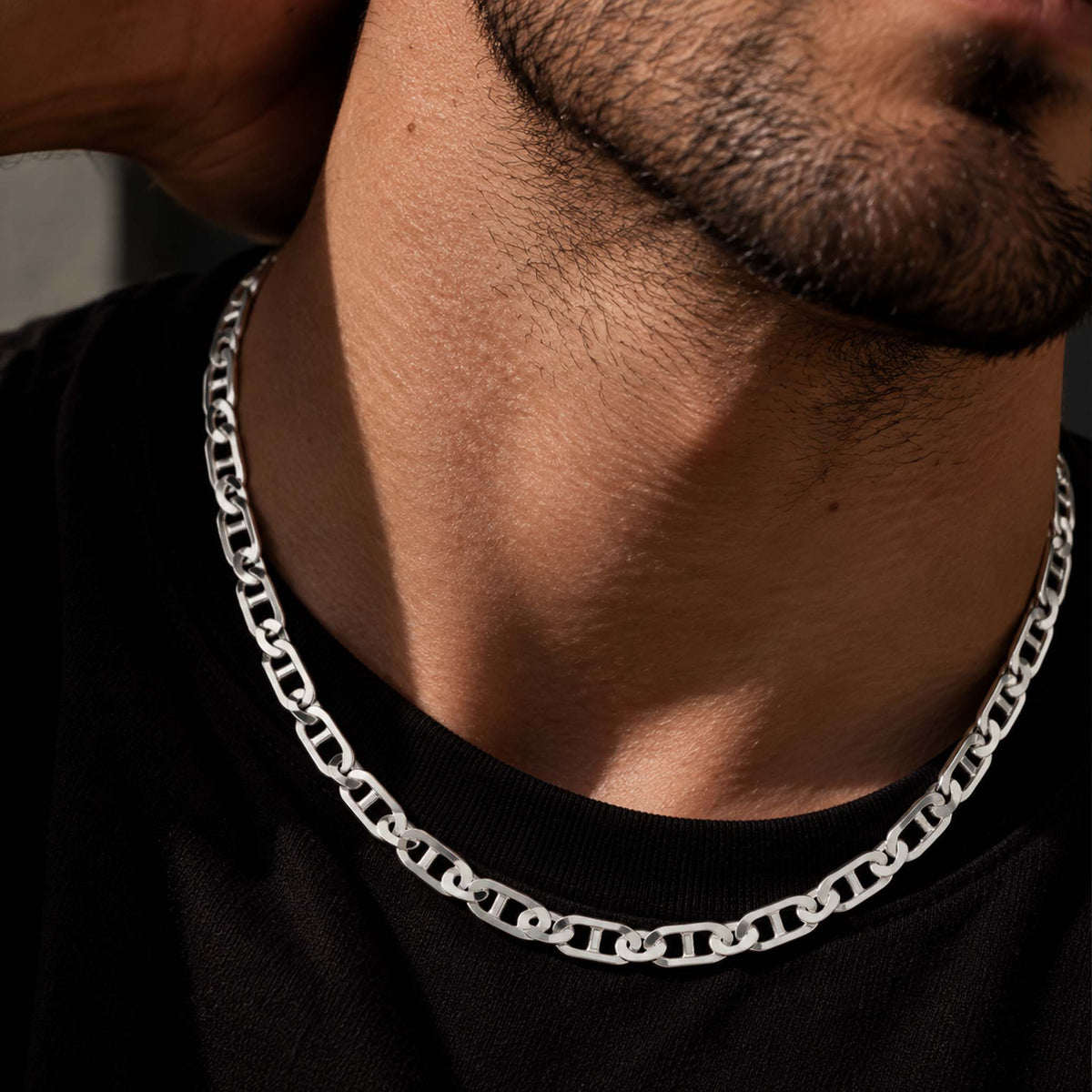 Hammered Anchor Chain 4mm Silver