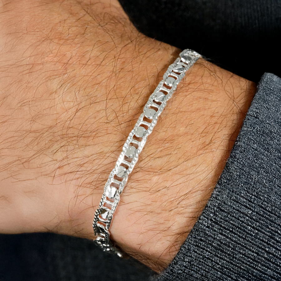 Danish Hammered Anchor 5mm (Silver) Bracelet