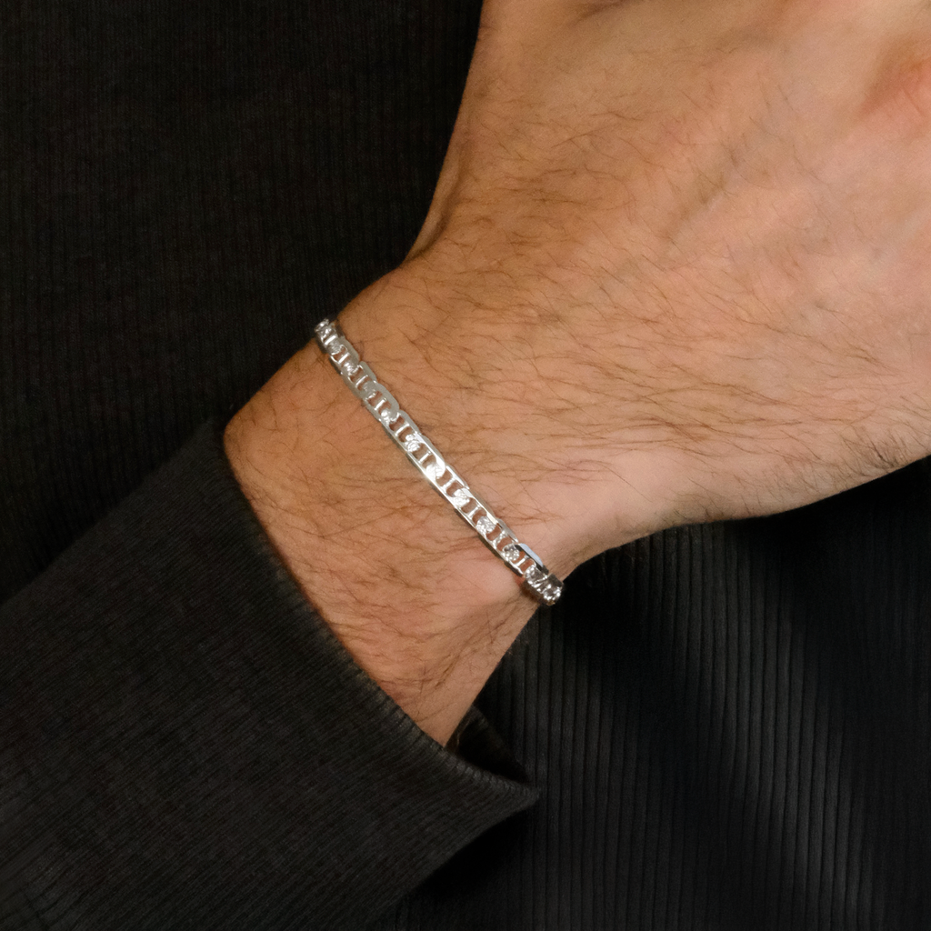 Zegrinada Hammered Anchor 5mm (Silver) Bracelet