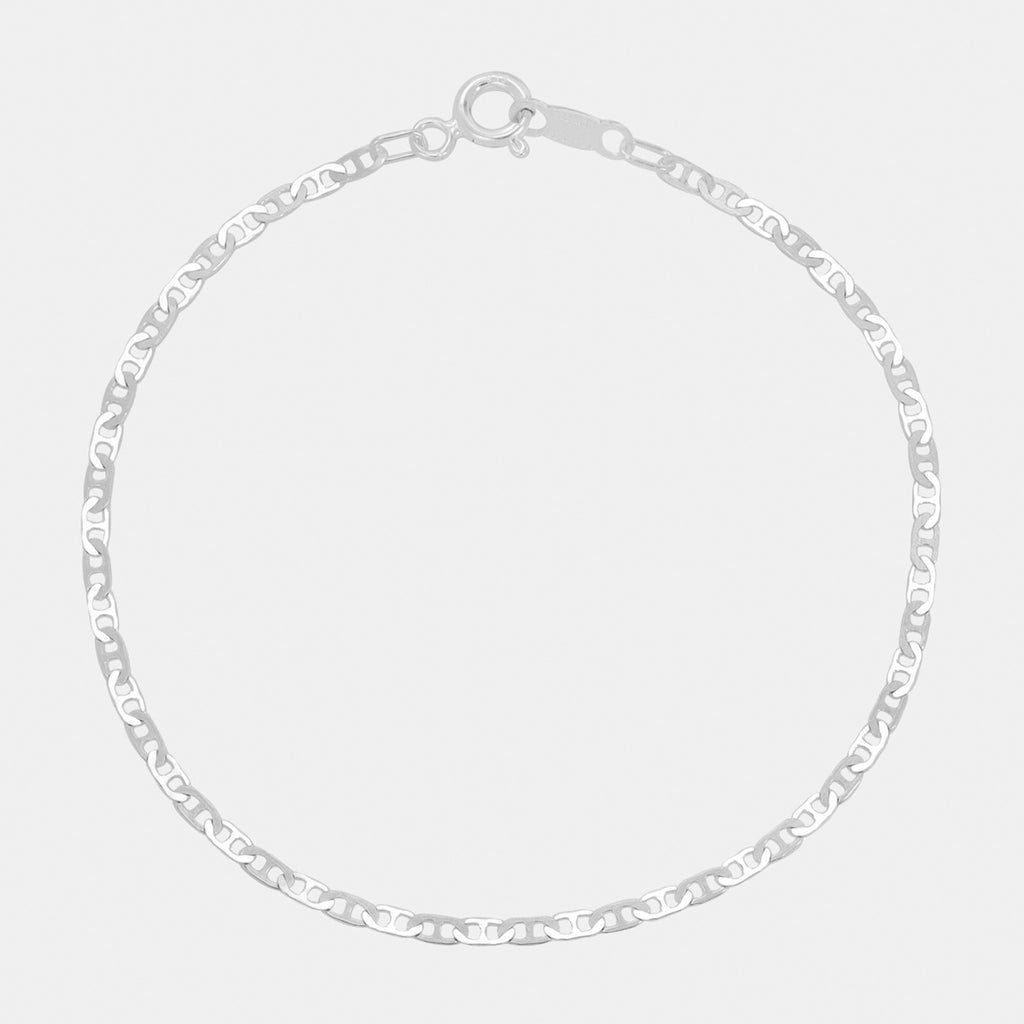 Hammered Anchor 2mm (Silver) Bracelet