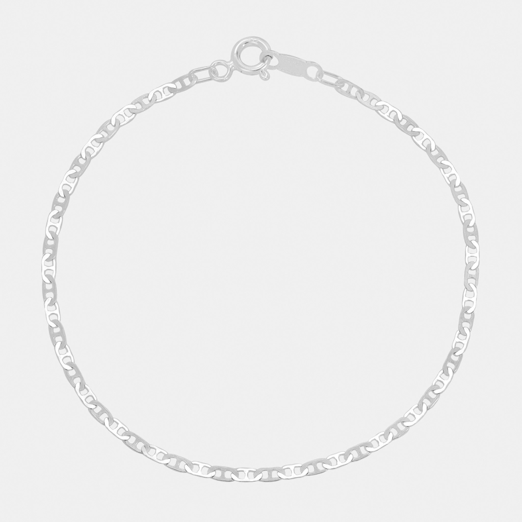 Hammered Anchor 2mm (Silver) Bracelet