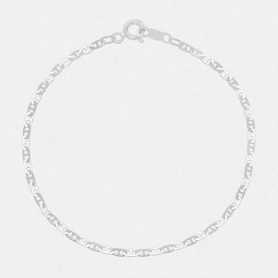 Hammered Anchor 2mm (Silver) Bracelet
