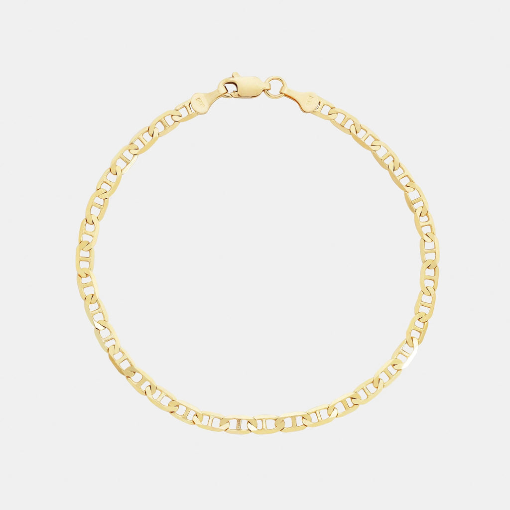 Hammered Anchor 3mm (Solid Gold) Bracelet