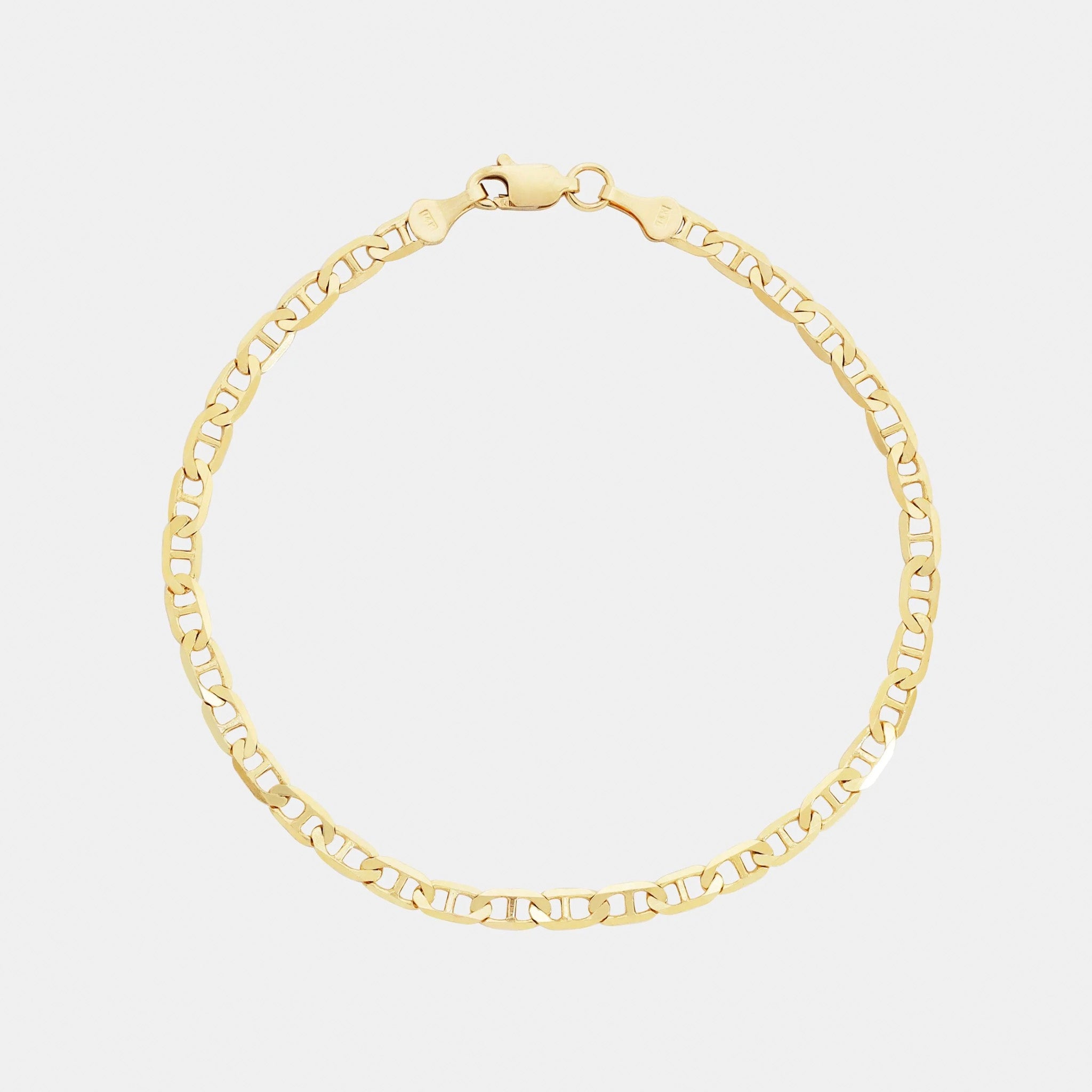 Hammered Anchor 3mm (Solid Gold) Bracelet