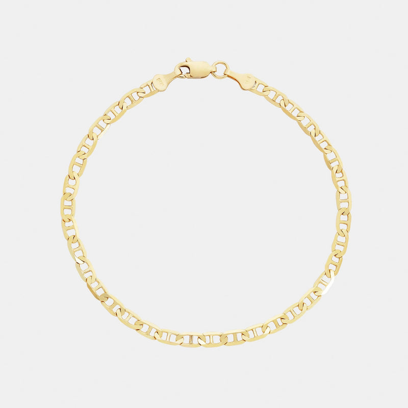 Hammered Anchor Bracelet 3mm Solid Gold