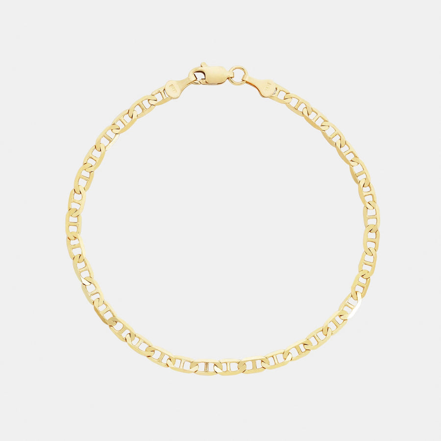 Hammered Anchor Bracelet 3mm Solid Gold
