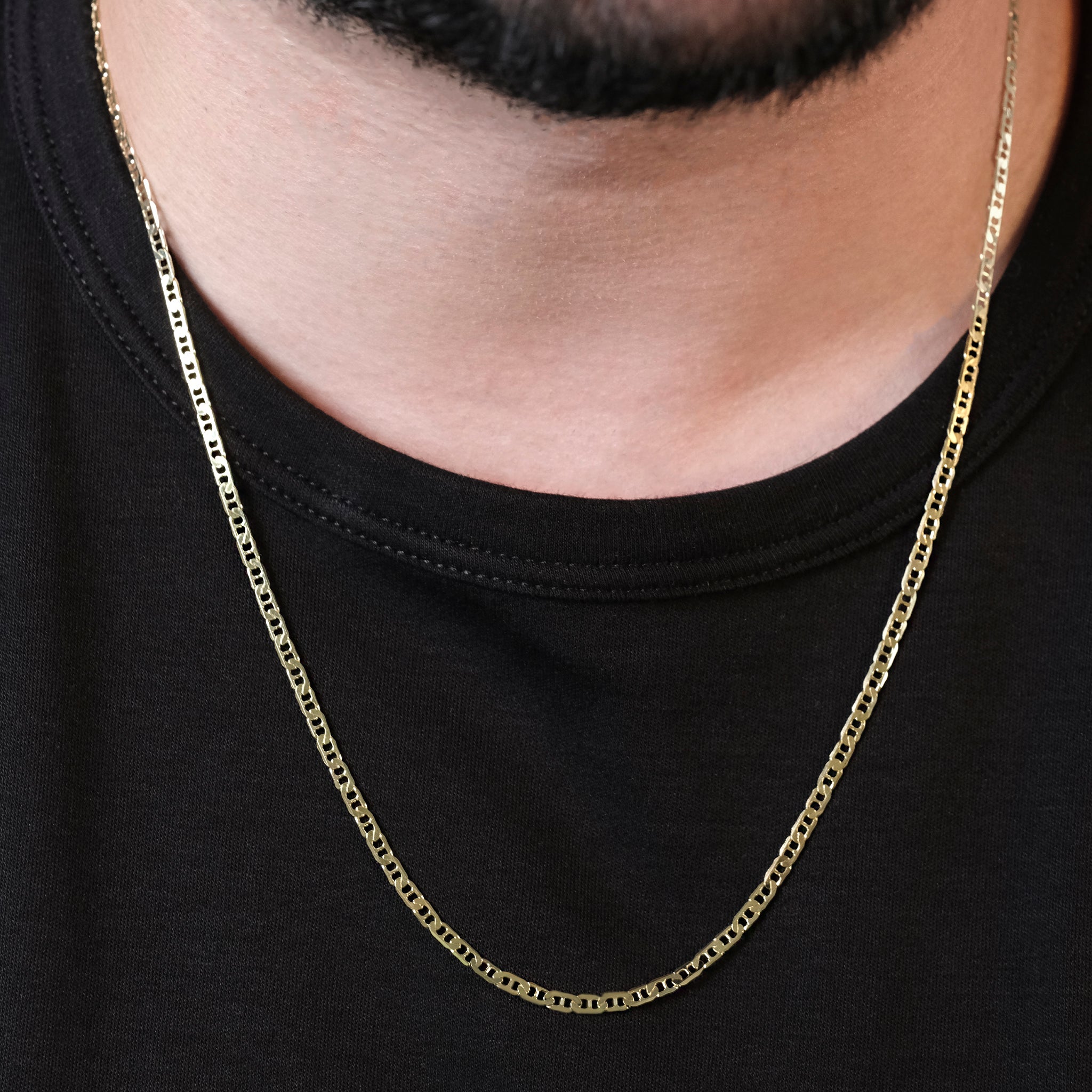 Hammered Anchor 3mm (Solid Gold) Chain