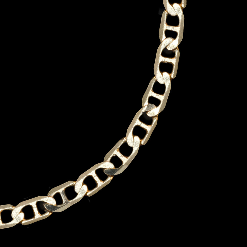 Hammered Anchor 4mm (Solid Gold) Bracelet