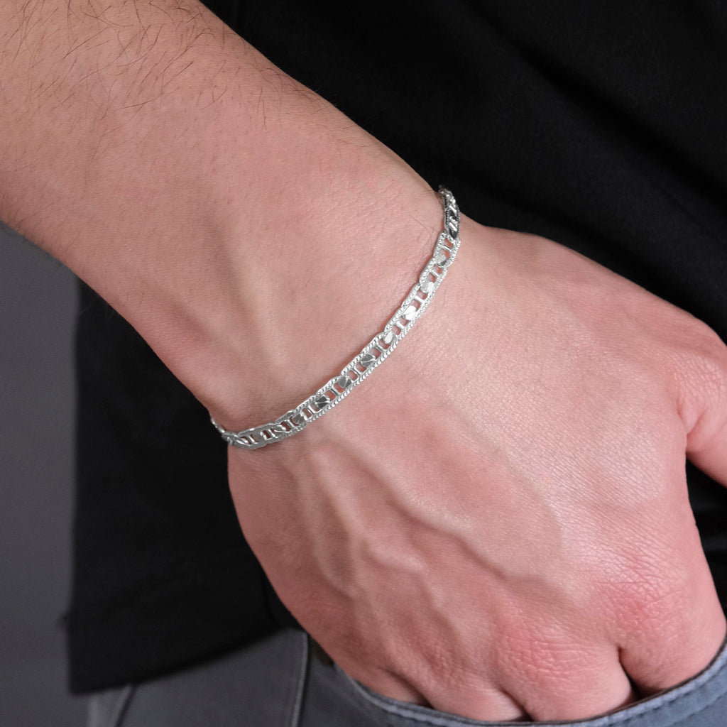 Danish Hammered Anchor 5mm (Silver) Bracelet