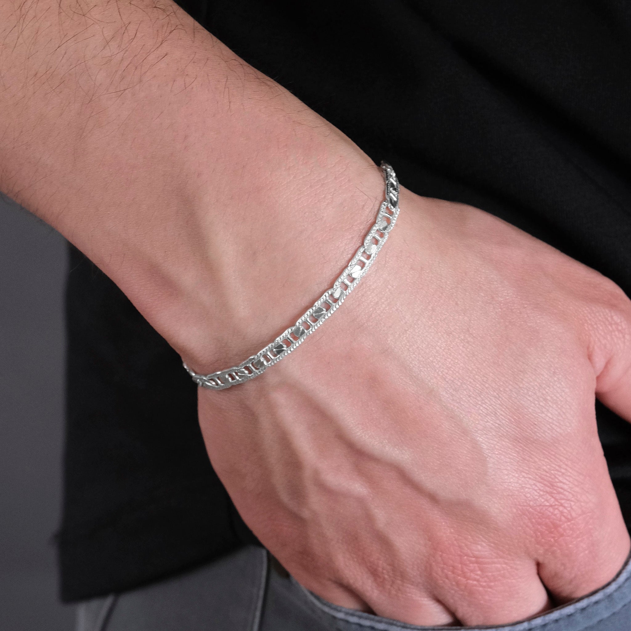 Danish Hammered Anchor 5mm (Silver) Bracelet