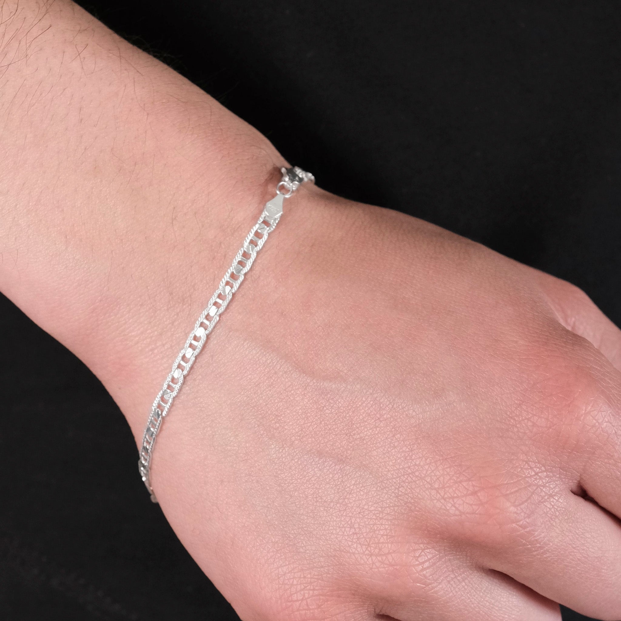 Danish Hammered Anchor 4mm (Silver) Bracelet