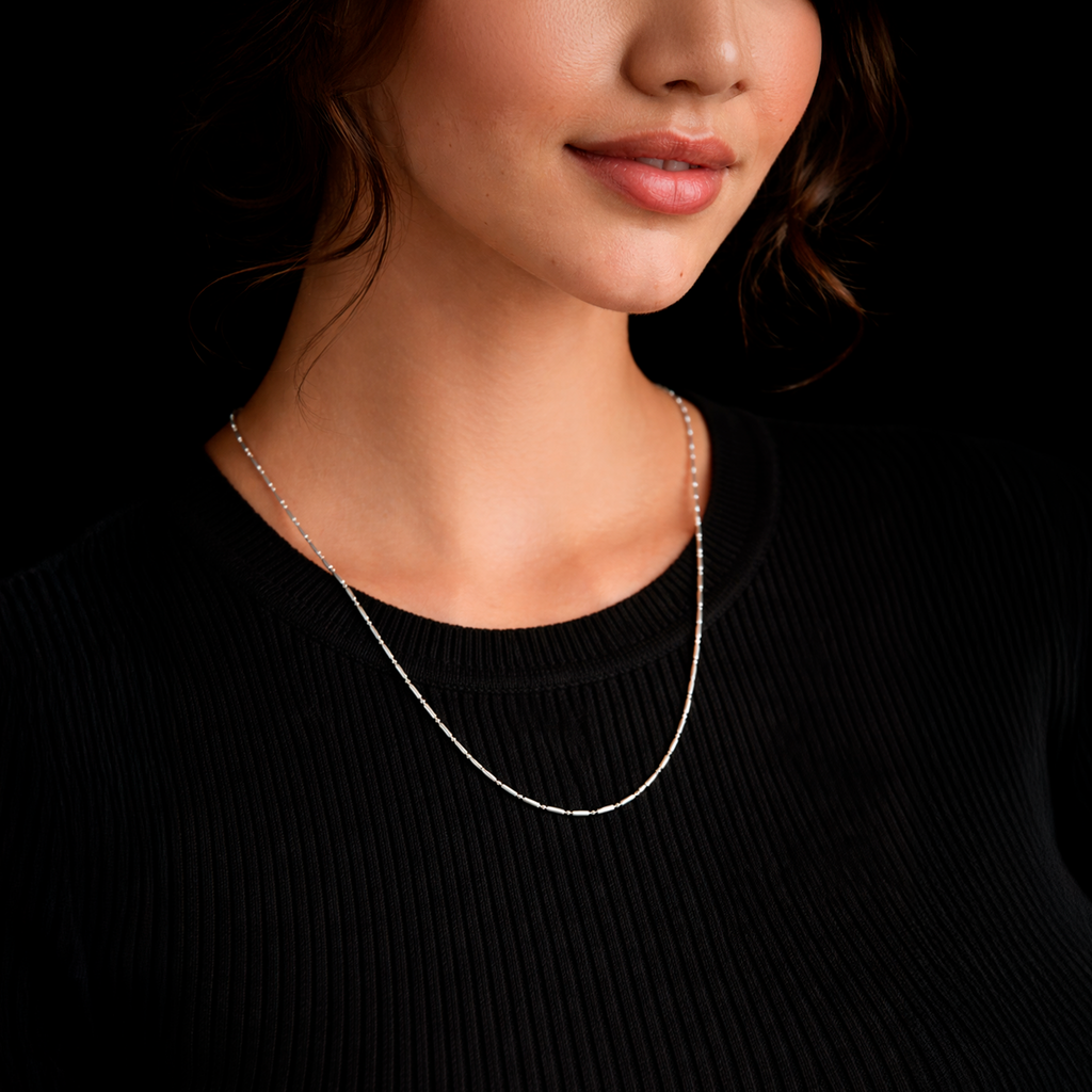 1x1 Short Diamond Beads (Silver) Chain