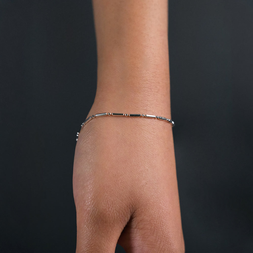 1x1 Short Diamond Balls (Silver) Bracelet