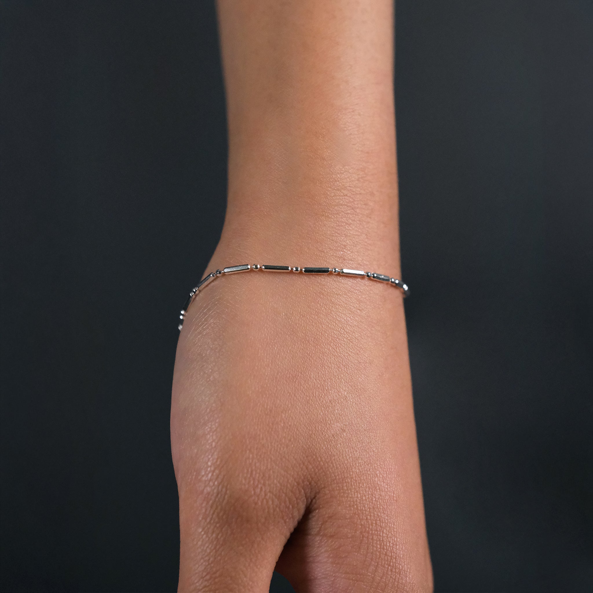 1x1 Short Diamond Balls (Silver) Bracelet