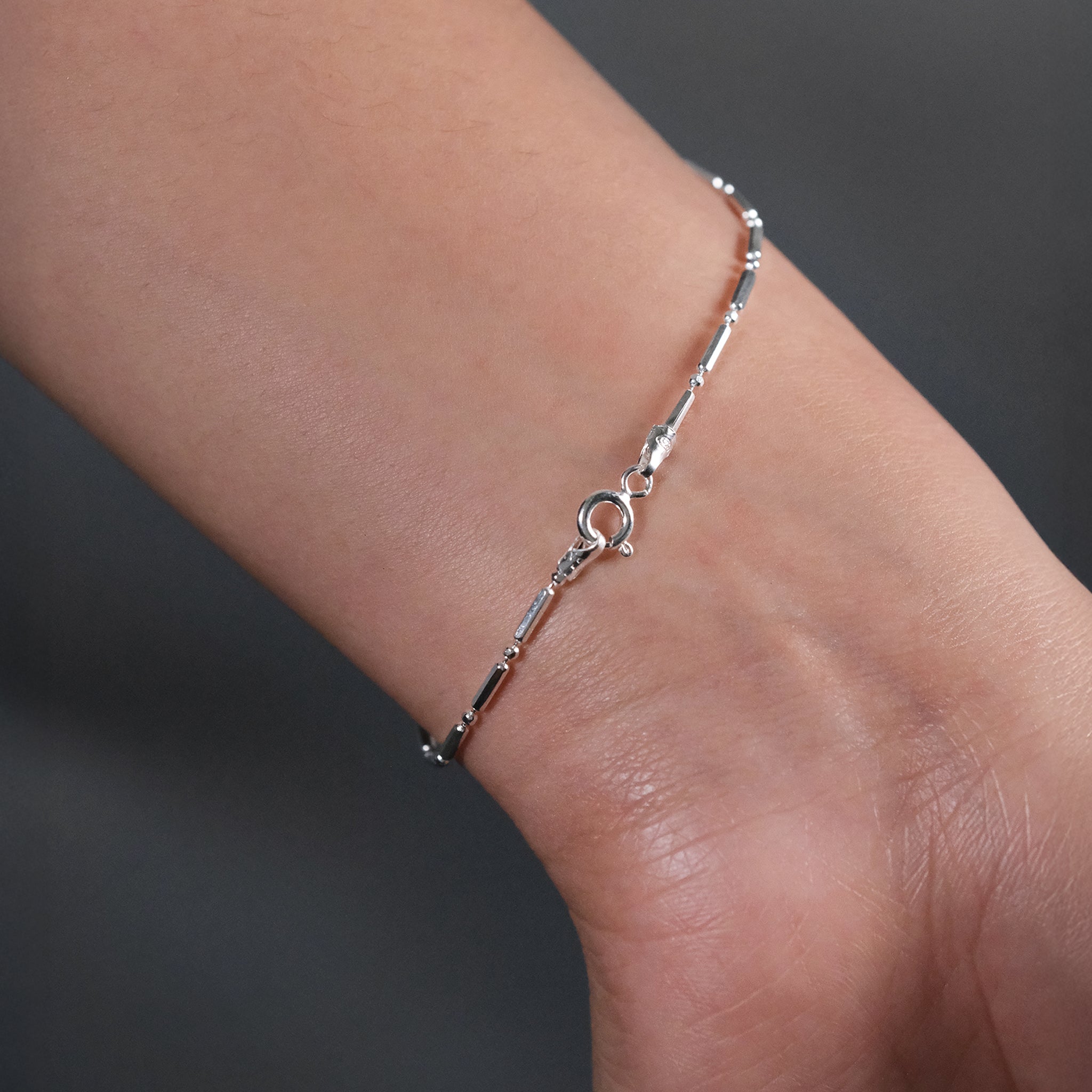1x1 Short Diamond Balls (Silver) Bracelet