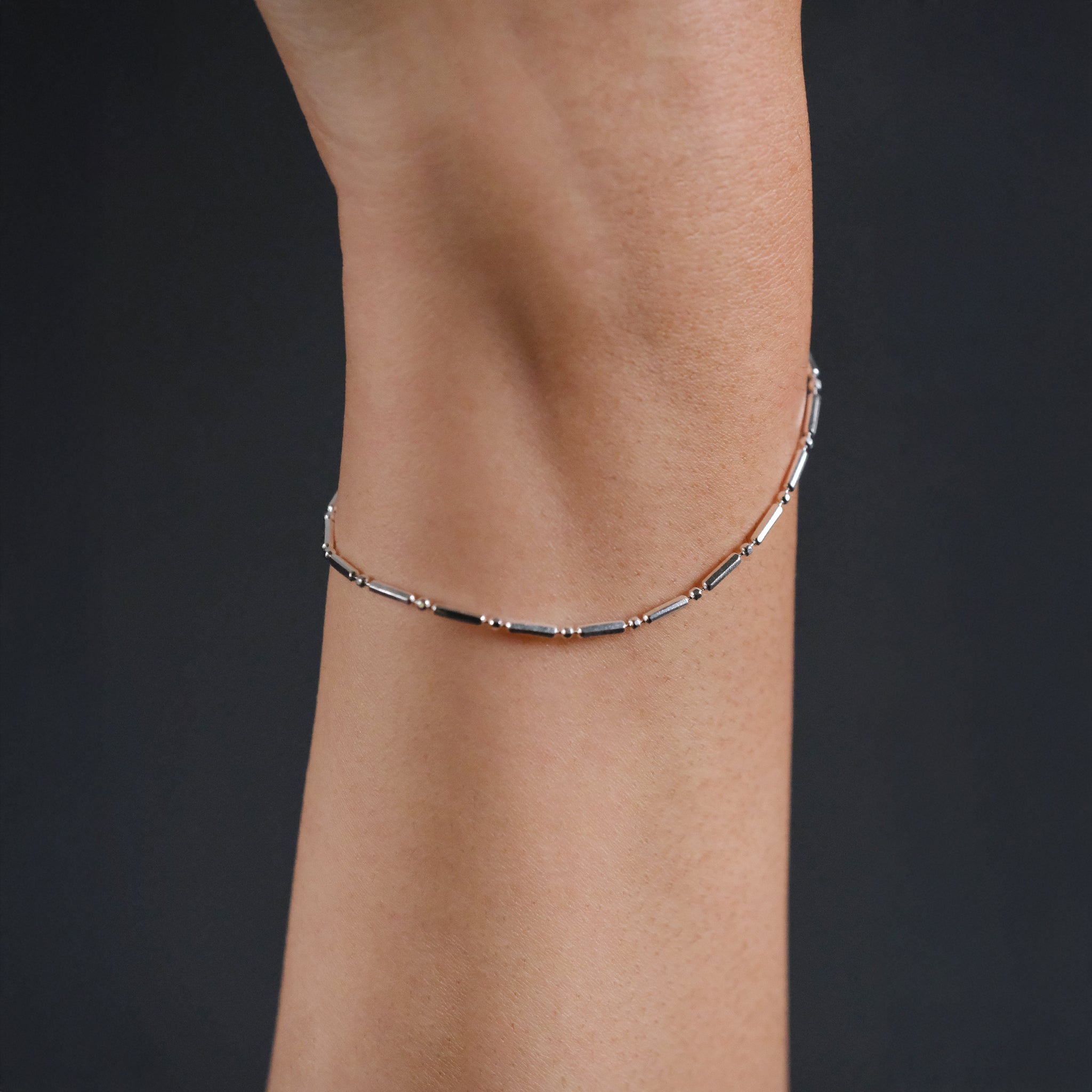 1x1 Short Diamond Balls (Silver) Bracelet