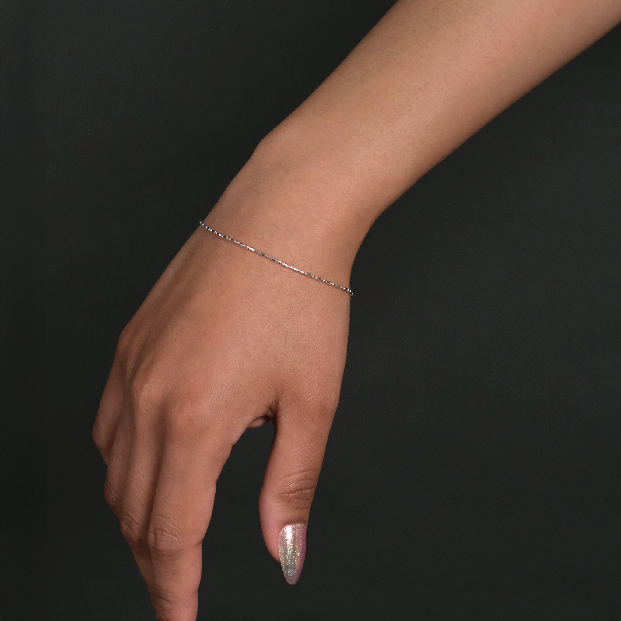 1x1 Diamond Beads (Silver) Bracelet