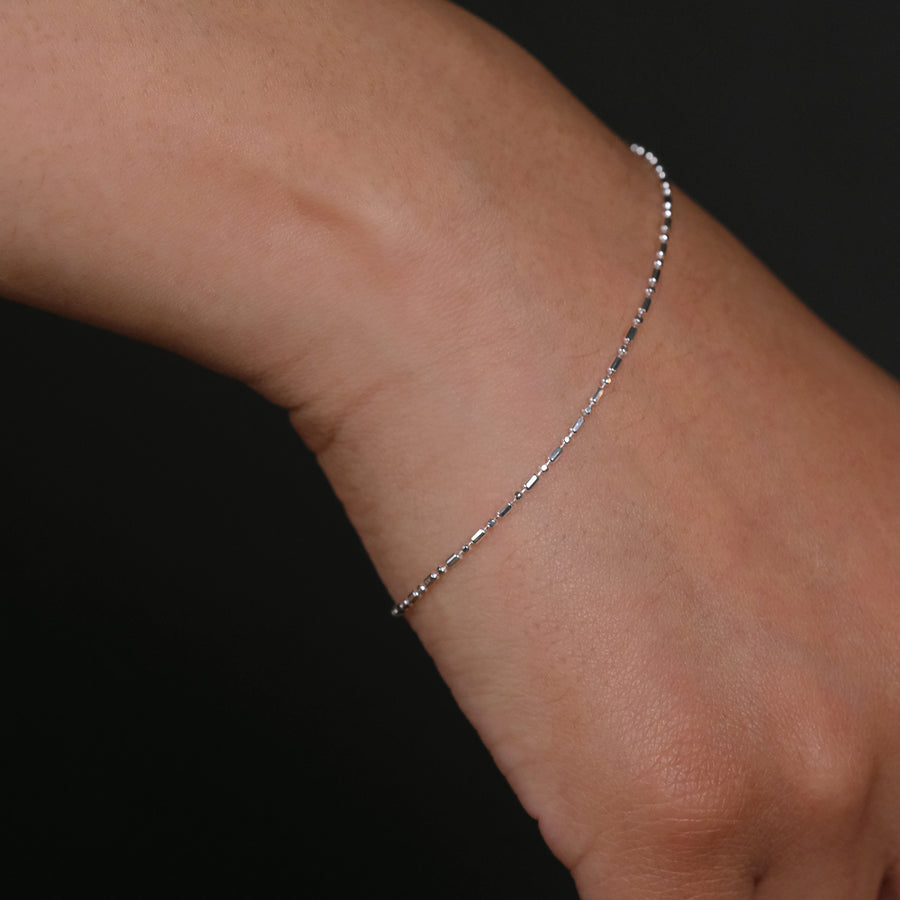 1x1 Diamond Beads (Silver) Bracelet