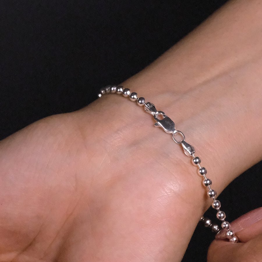 3mm Beads (Silver) Bracelet