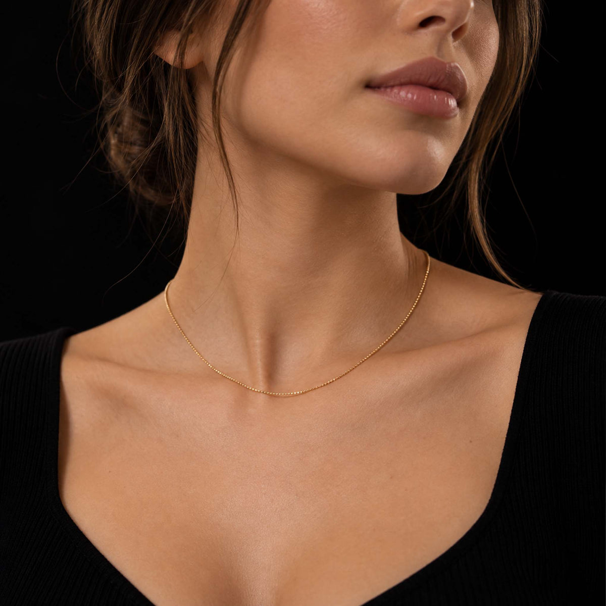 10K Solid Gold Beaded Chain