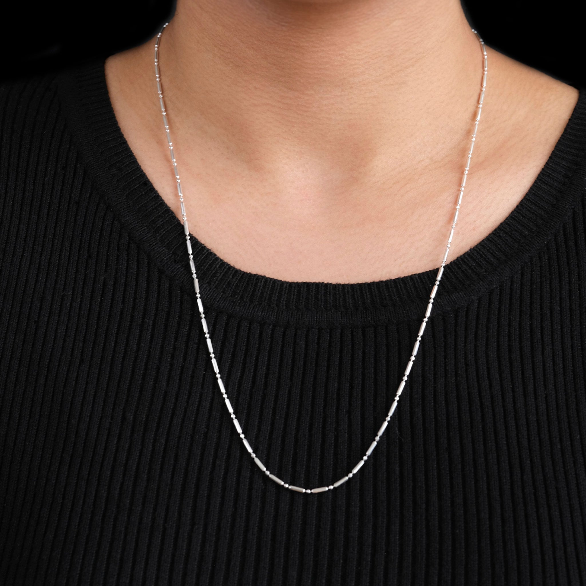 1x1 Short Diamond Beads (Silver) Chain