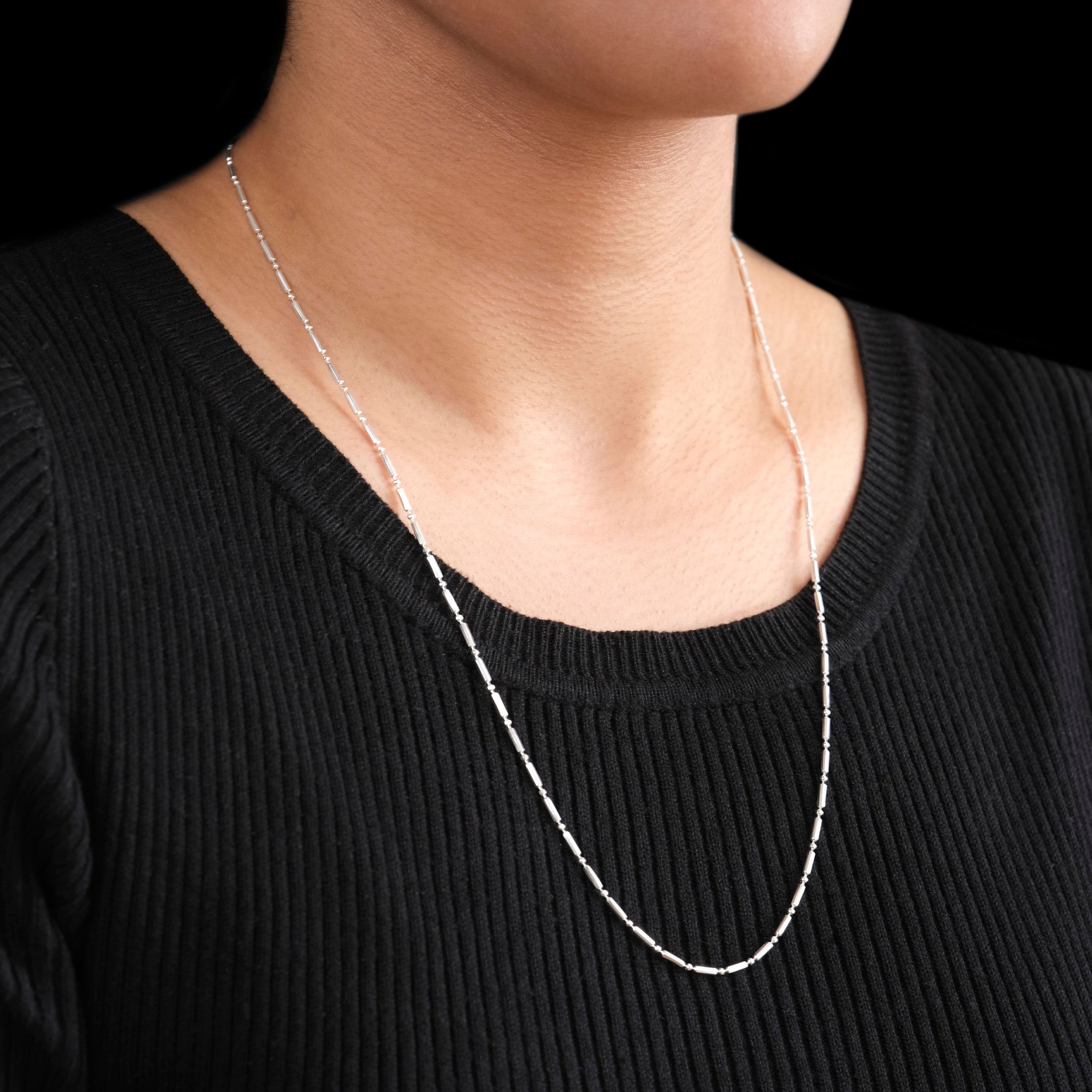 1x1 Short Diamond Beads (Silver) Chain