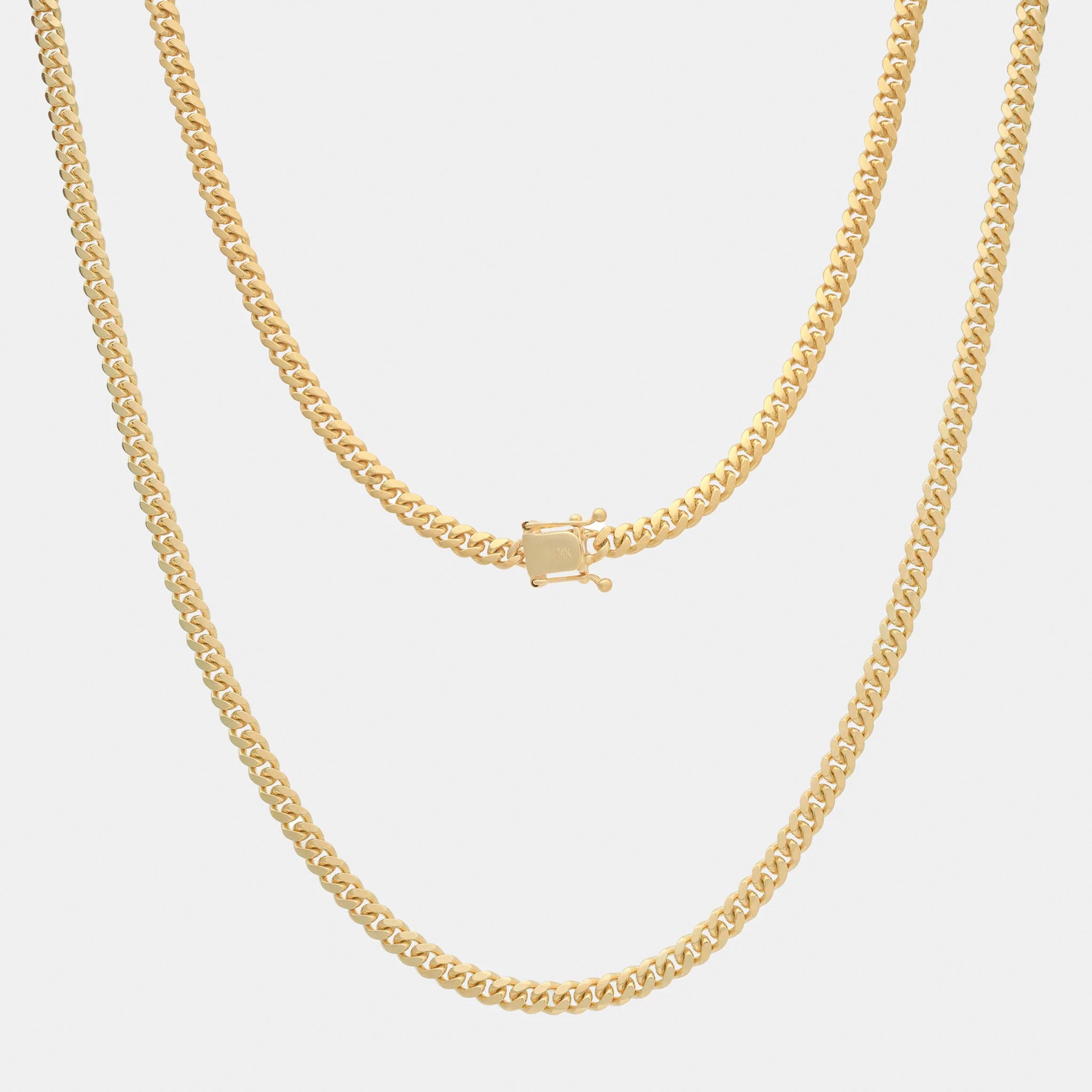 Cuban Link 4mm Box Clasp (Solid Gold) Chain