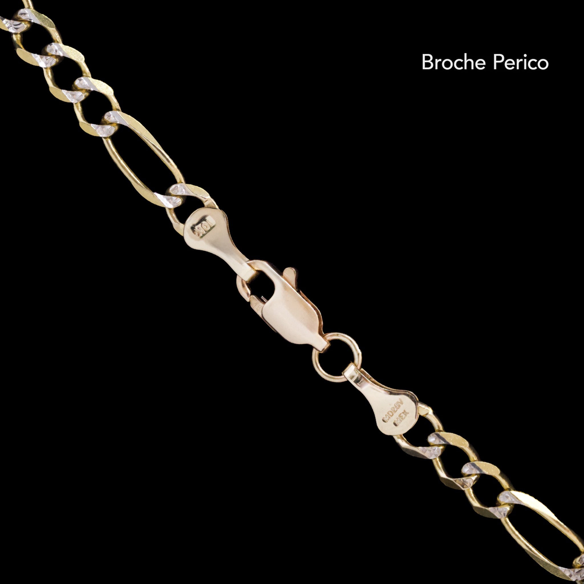 Figaro 3X1 Pave Open 4mm (Solid Gold) Chain