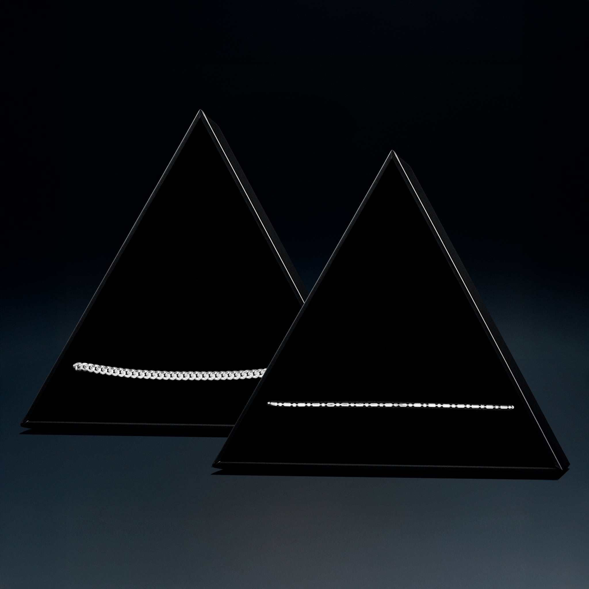 Set Pulseras Cuban Link 3mm - Bolitas 1x1 (Plata)