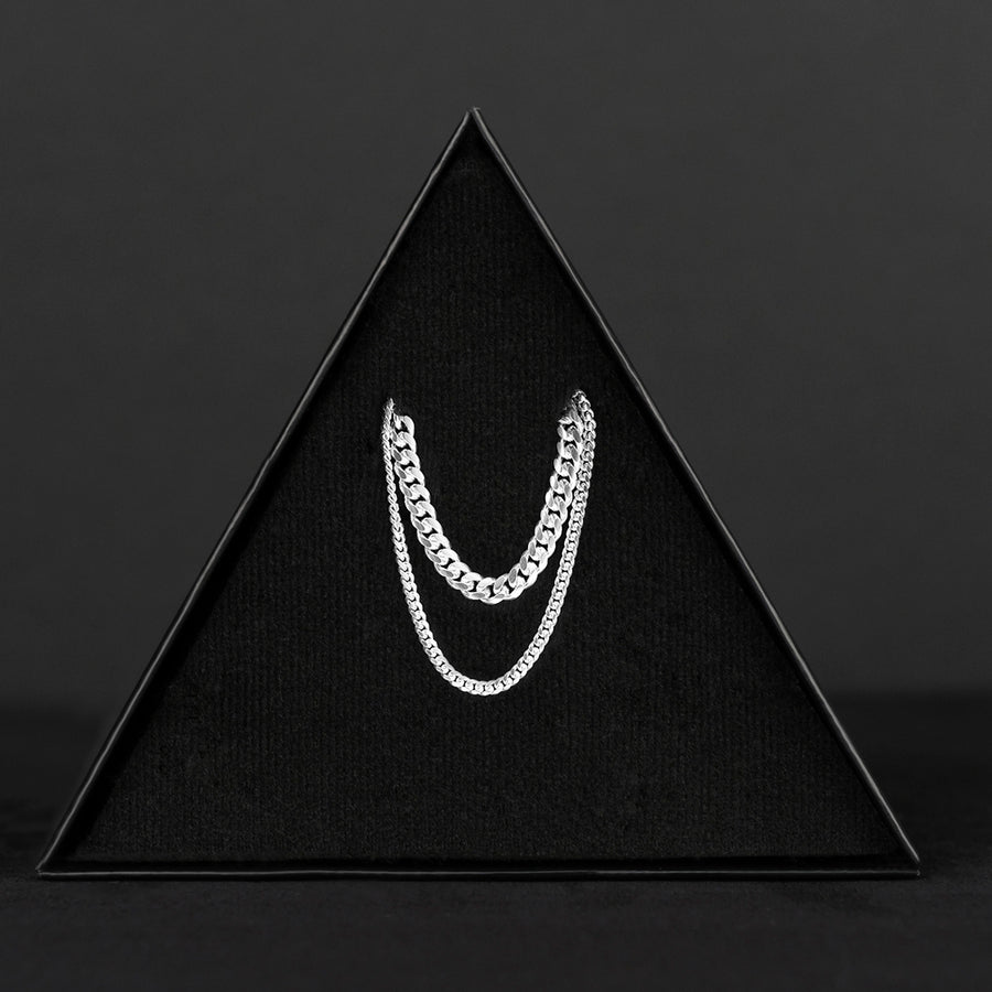 Stack Cuban Link 4mm and 2mm (Silver) Chain