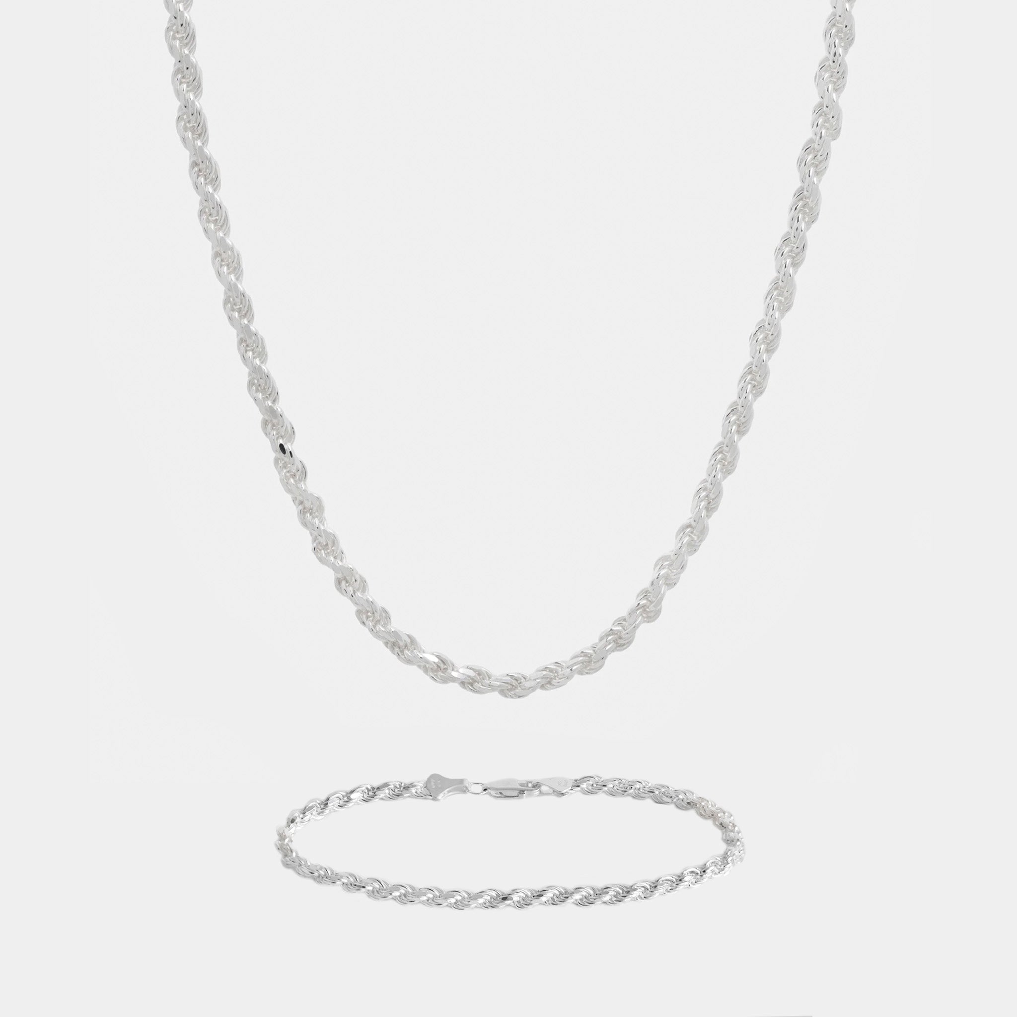 Set Rope 4mm (Plata) Cadena