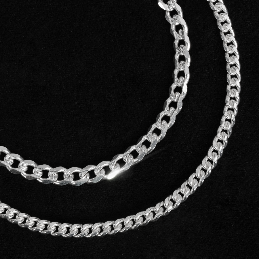 Stack Curb Zegrinada 4mm and Cuban Link 3mm (Silver) Chain