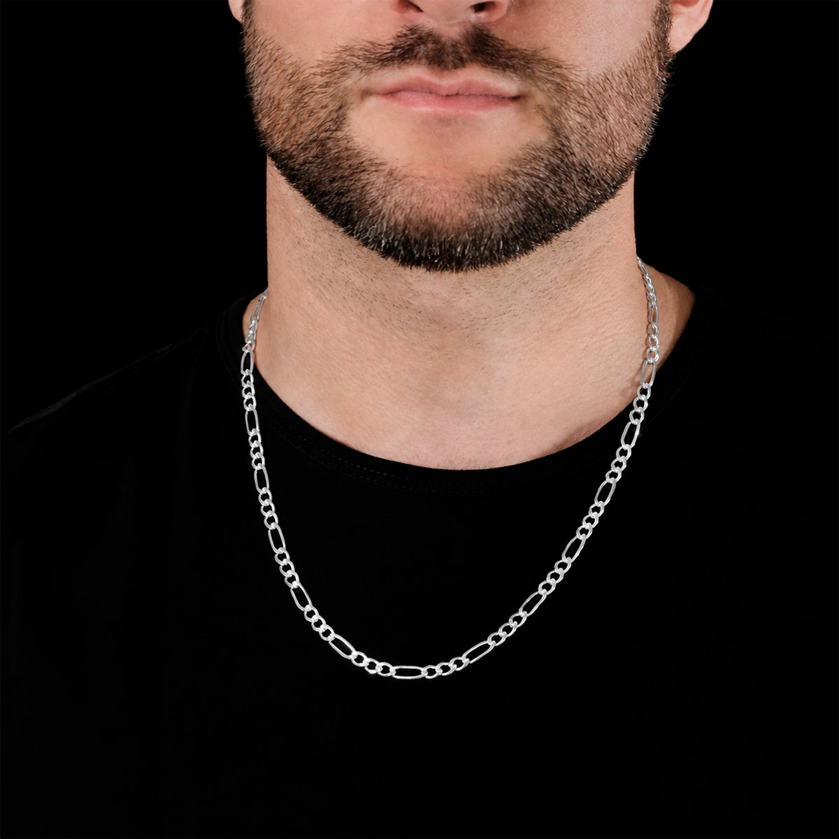 3x1 Figaro Chain 3mm Silver