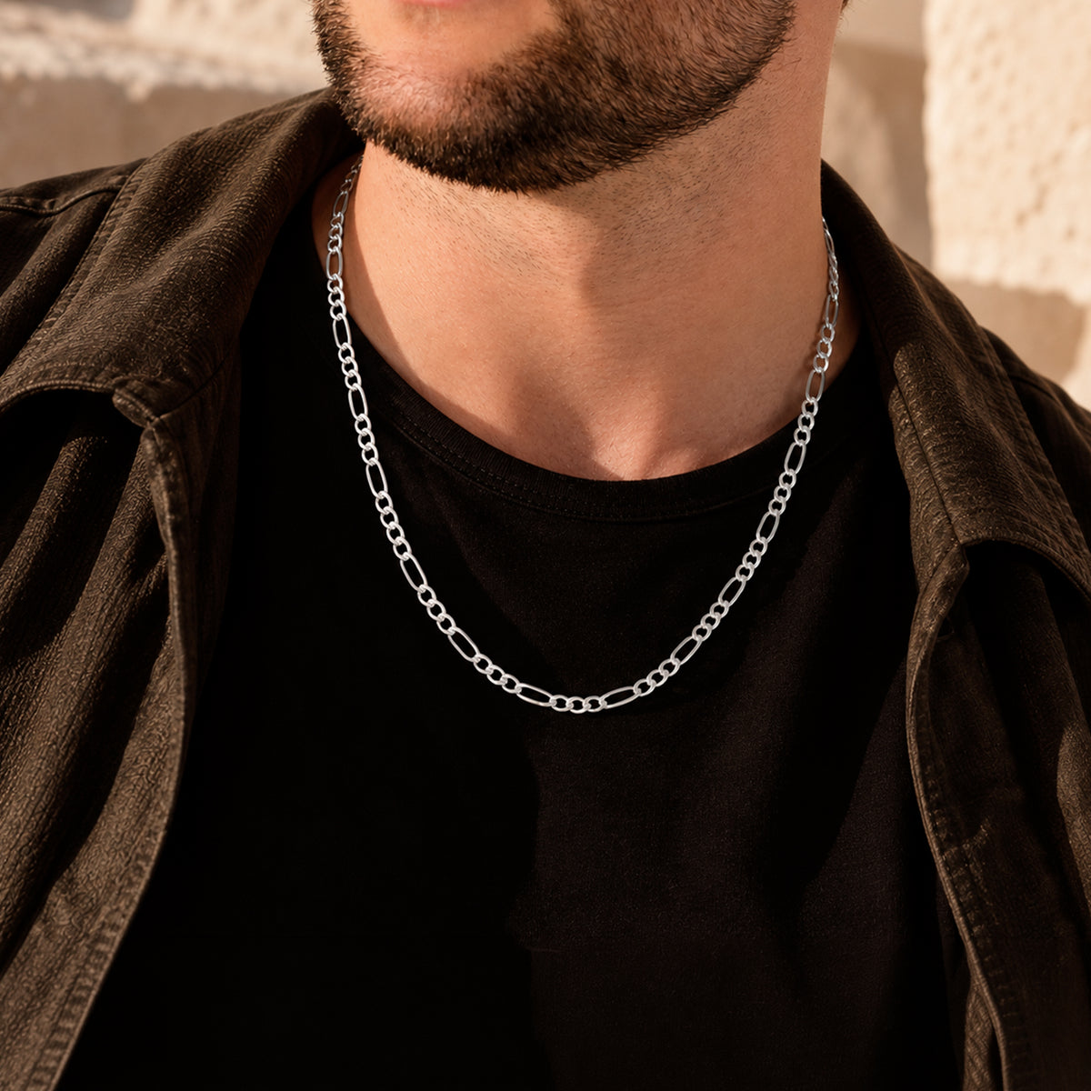 3x1 Figaro Chain 3mm Silver