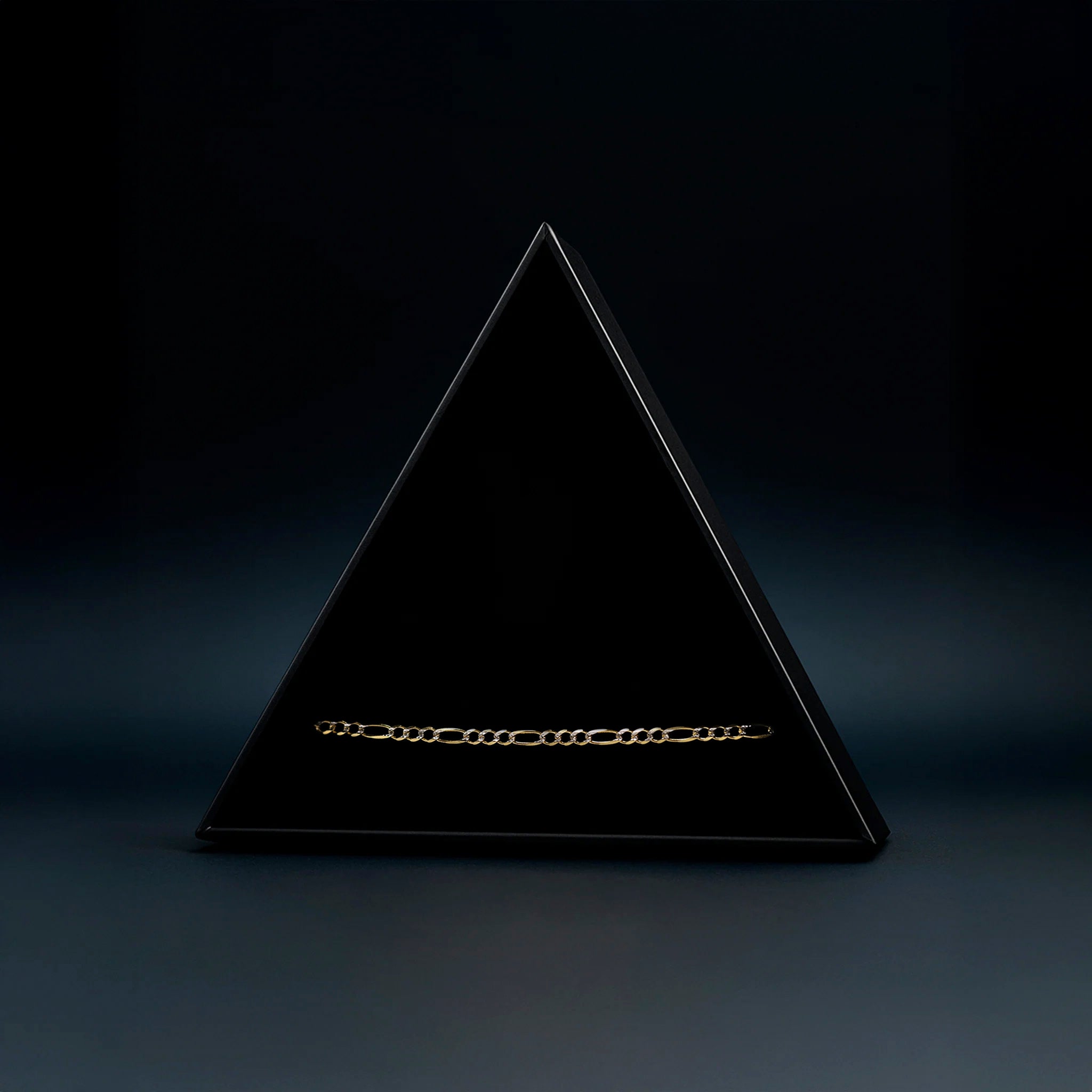 Figaro 3X1 Pave 3mm (Solid Gold) Bracelet