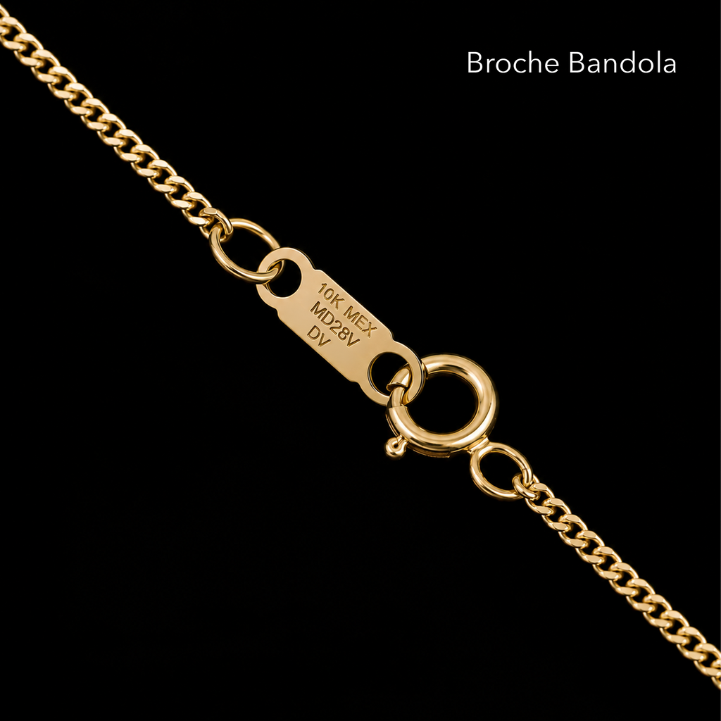 Detalle del broche bandola de la Cadena Cuban Link de 1 mm en oro sólido 10K.