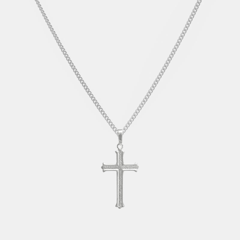 Bold Silver Cross Necklace