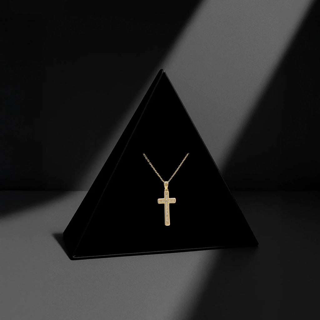 Crystal Cross (Solid Gold) Necklace