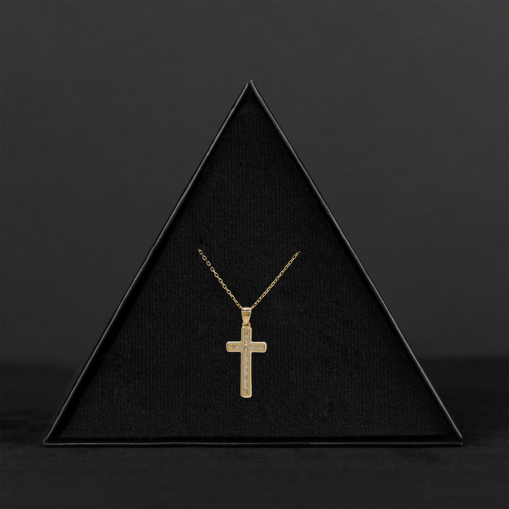 Crystal Cross (Solid Gold) Necklace