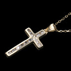 Crystal Cross (Solid Gold) Necklace