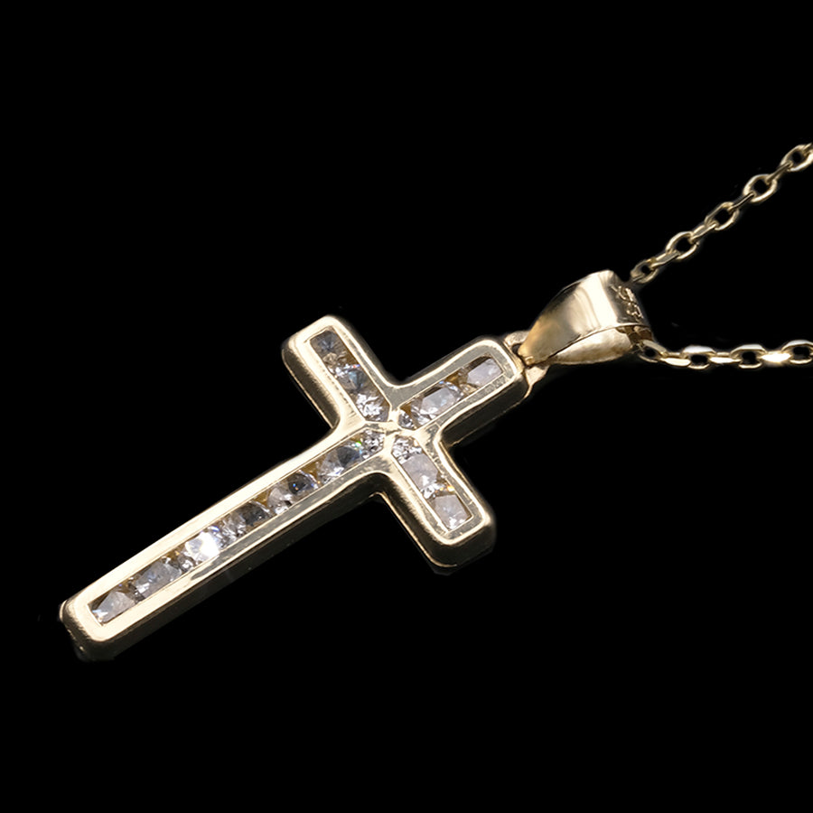 Crystal Cross (Solid Gold) Necklace