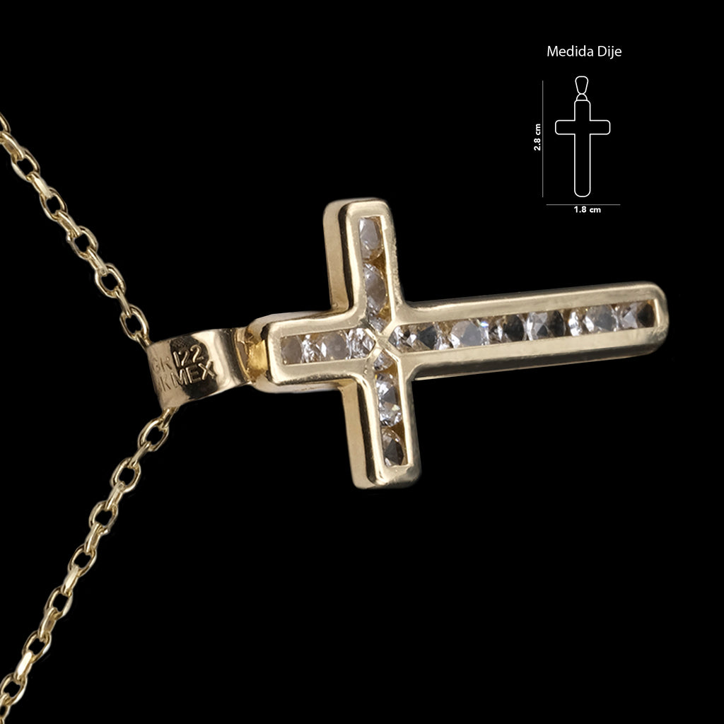 Crystal Cross (Solid Gold) Necklace