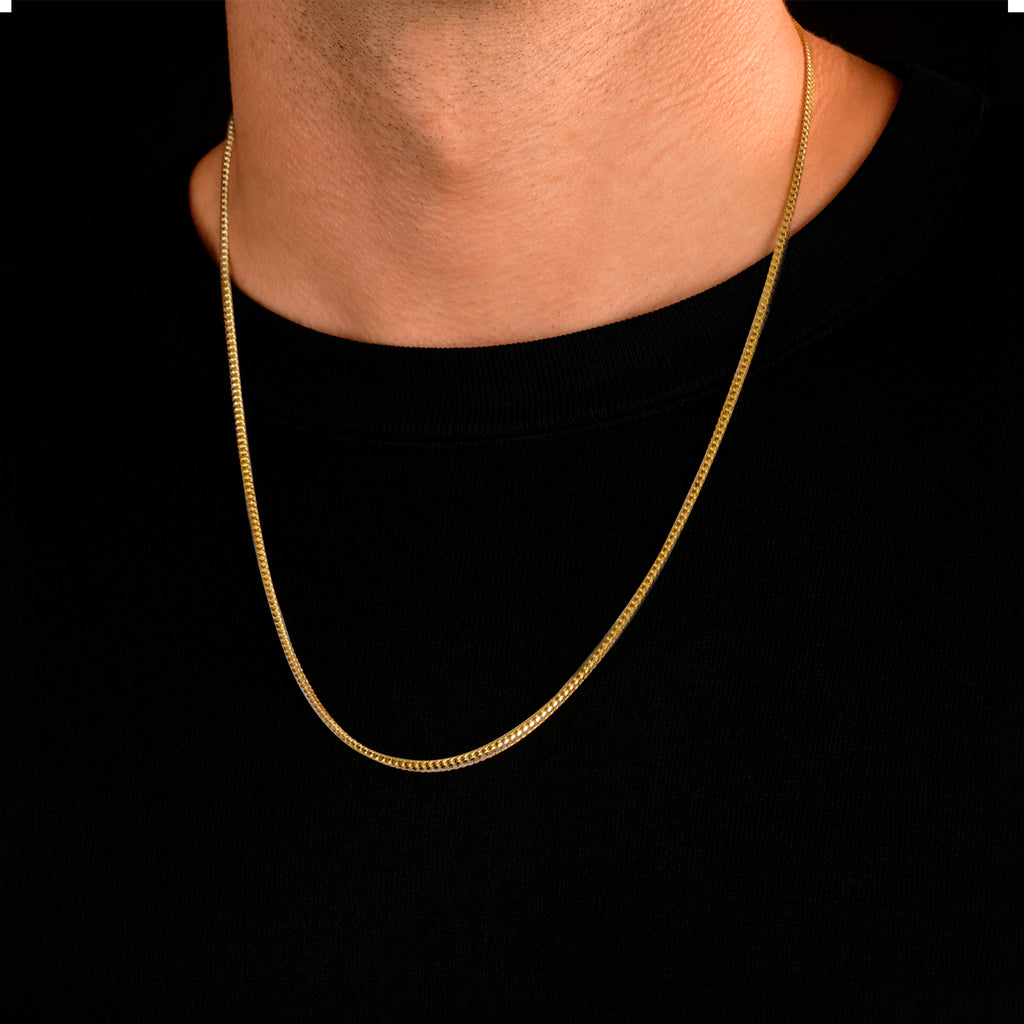14K Solid Gold 2mm Cuban Link Chain