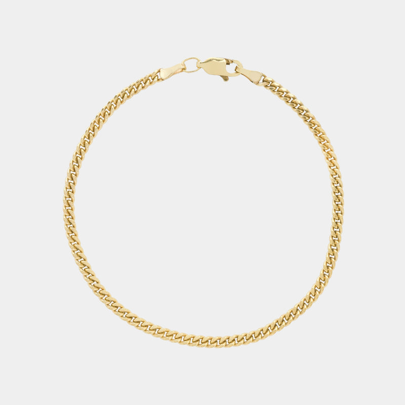 Solid Gold 3mm Cuban Link Bracelet
